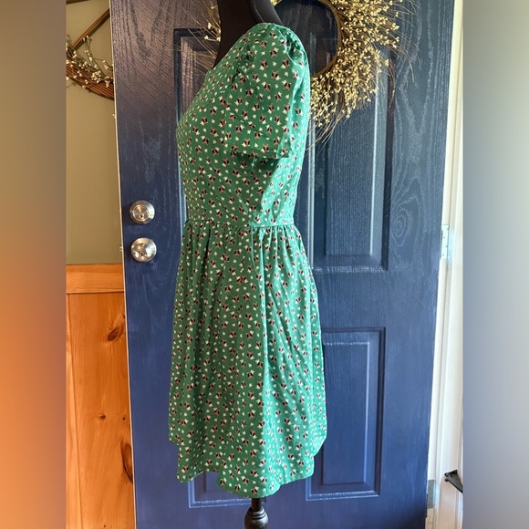 Alice Moon Green Puff Sleeve A-Line Mini Dress Owl Print size Small. - Picture 4 of 12